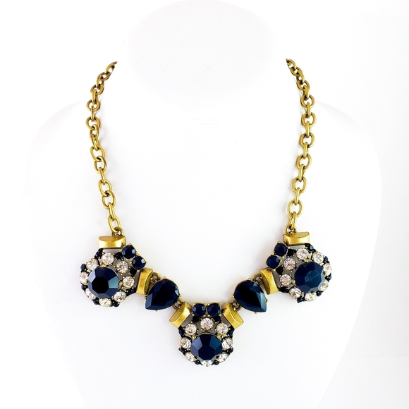 J. Crew Necklace Dark Blue + Brilliant Rhinestones - Picture 7 of 7